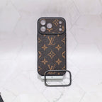 LV iPhone case with swappable camera lens frame showing the protective back and replaceable lens opening
