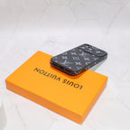 LV iPhone case with swappable camera lens frame showing the interchangeable lens surround and protective corners