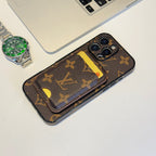 LV MagSafe iPhone case with magnetic card holder showing the wallet feature and back design