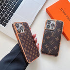 Close-up of the luxury leather iPhone case highlighting the rhinestone camera frame