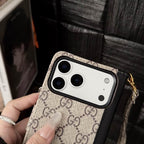 LV iPhone wallet case showing the fitted camera opening and raised protective edge