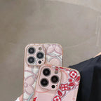 Close-up of the quilted LV iPhone case highlighting the padded leather pattern