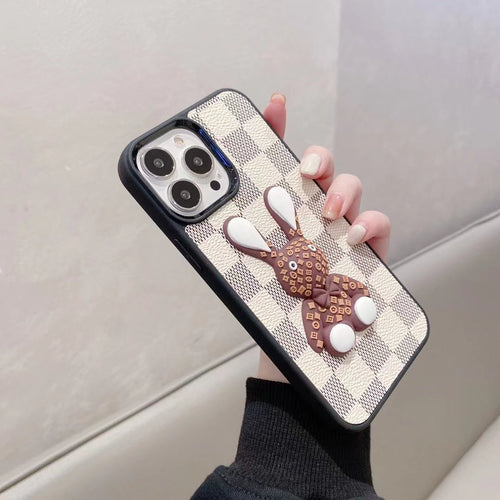 White checkered 3D designer iPhone case side view showing raised texture and edge protection