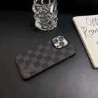 LV monogram luxury iPhone case showing the protective back cover and slim fitted edges