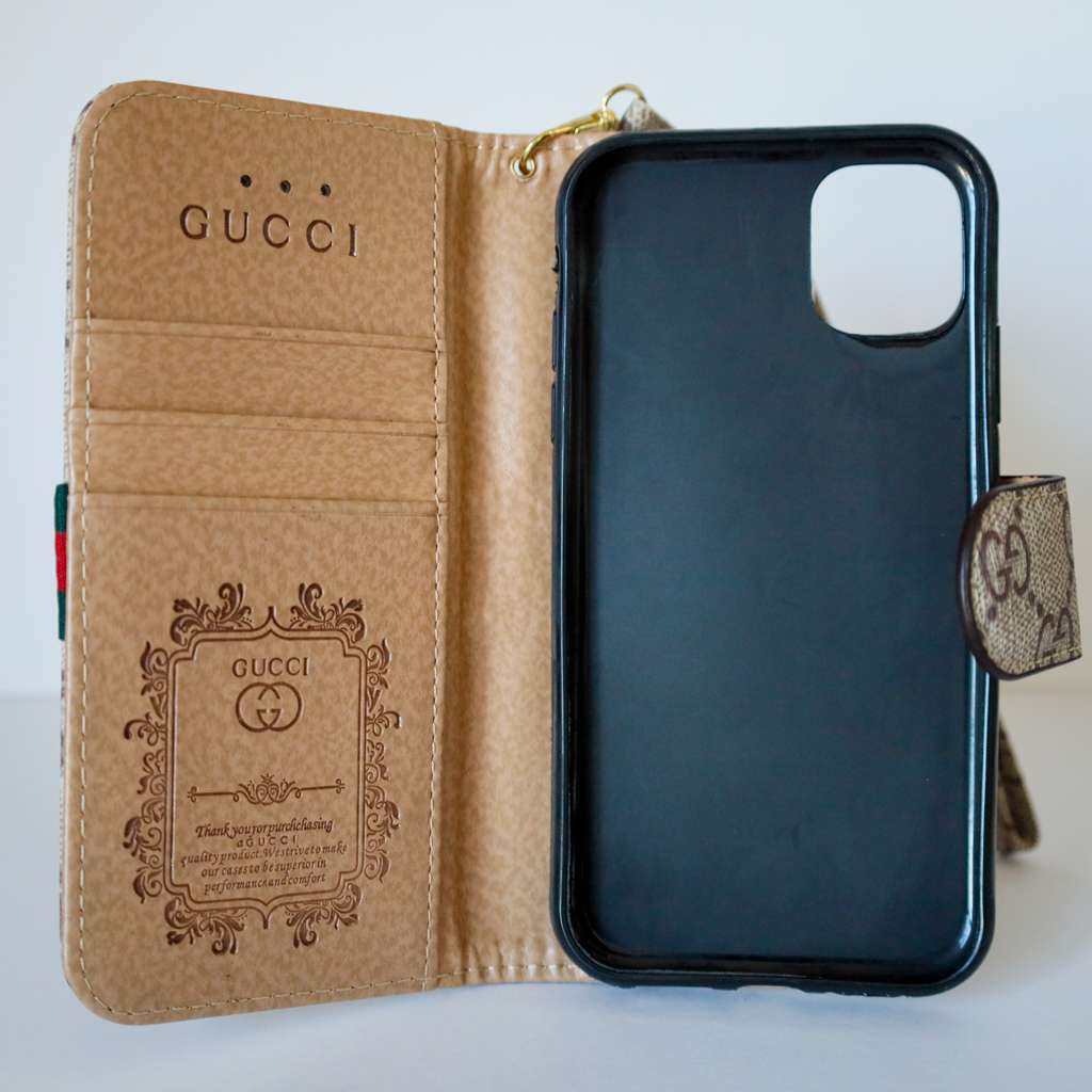 Gucci Wallet Case iPhone Beige Leather