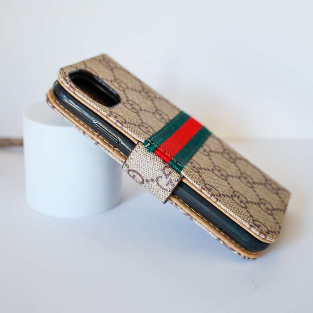 Gucci Wallet Case iPhone Beige Leather