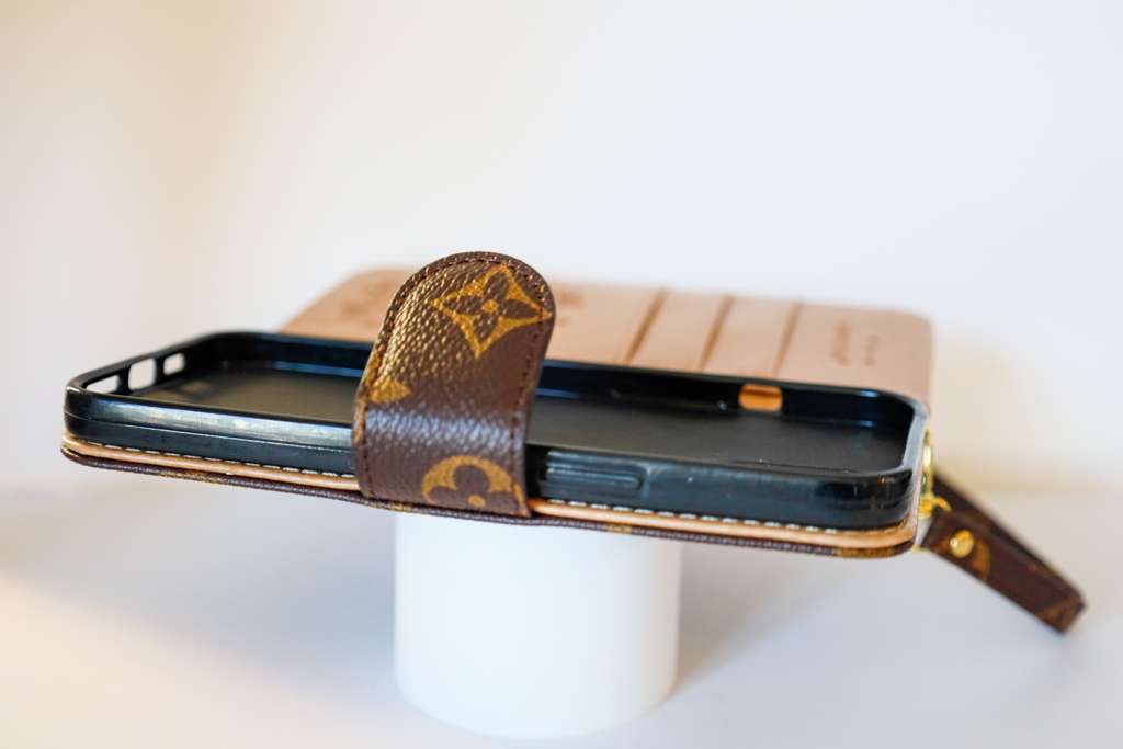 LV Brown Monogram Leather Wallet Case iPhone X 11 12 13 14 15 16 Pro Max Plus