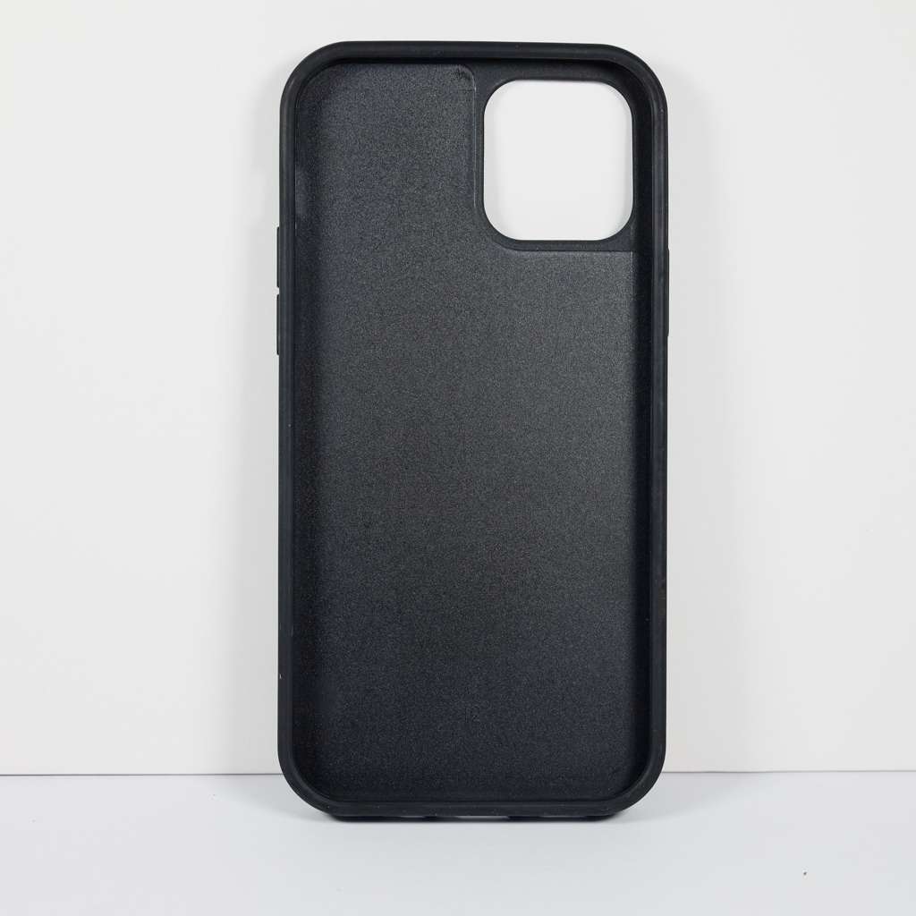 Fashion leather iPhone case showing embroidery detail and the fitted protective cover