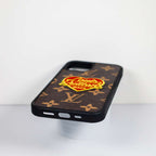 3D heart embroidery iPhone case showing the fitted protective cover and decorative detail