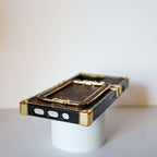 Louis Vuitton trunk iPhone case showing the protective frame, camera opening and rear design