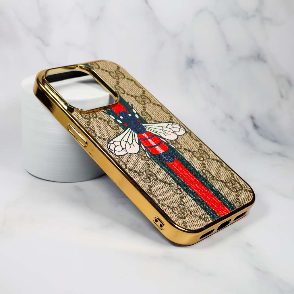 Luxury Designer Fly Print Case Electroplate Frame iPhone 11 12 13 14 15 Pro Max Plus