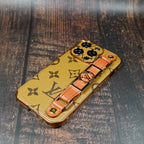 LV folding iPhone case with strap showing the protective folio design and camera opening