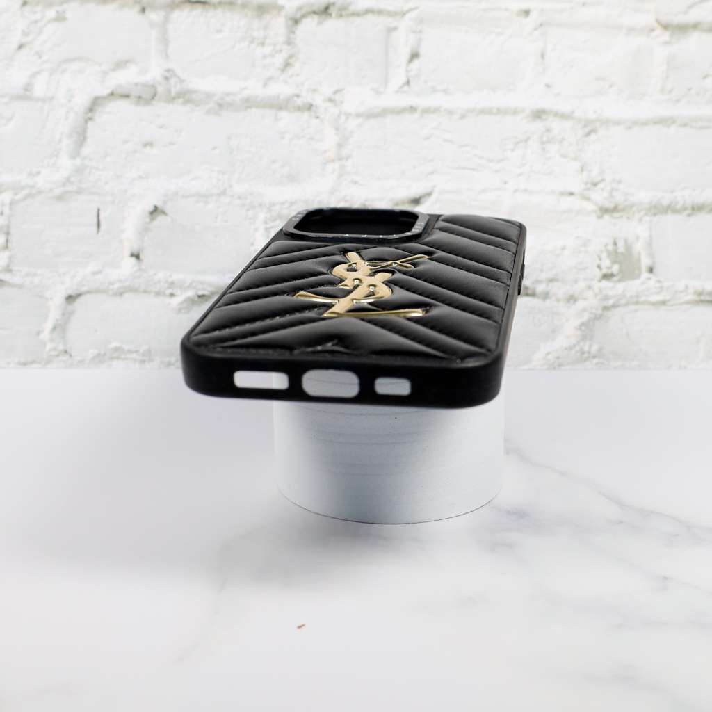 YSL iPhone Case Fashion Black Leather