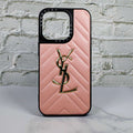 YSL Leather iPhone Case Fashion Soft Pink for iPhone 12 13 14 Pro Plus Version