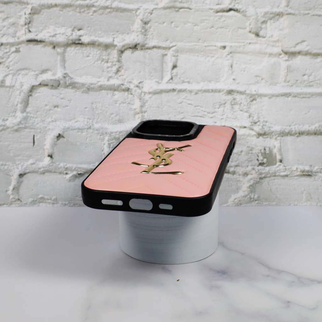 YSL Leather iPhone Case Fashion Soft Pink