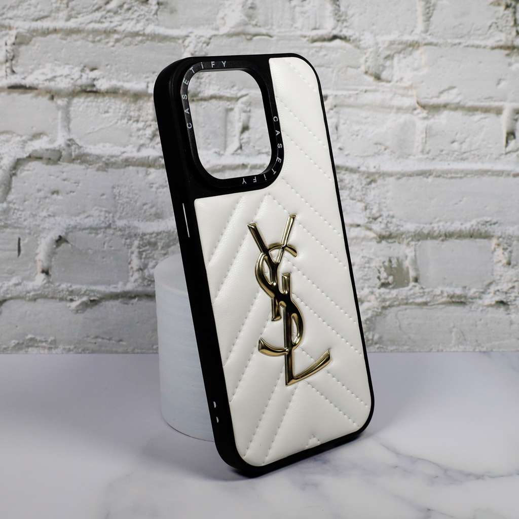 YSL Leather Phone Case Fashion White