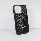 YSL iPhone Case Fashion Black Leather
