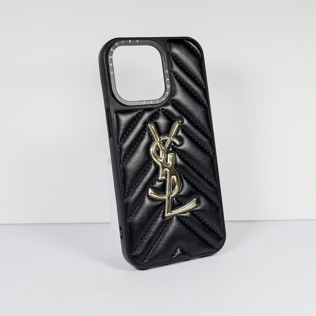 YSL iPhone Case Fashion Black Leather