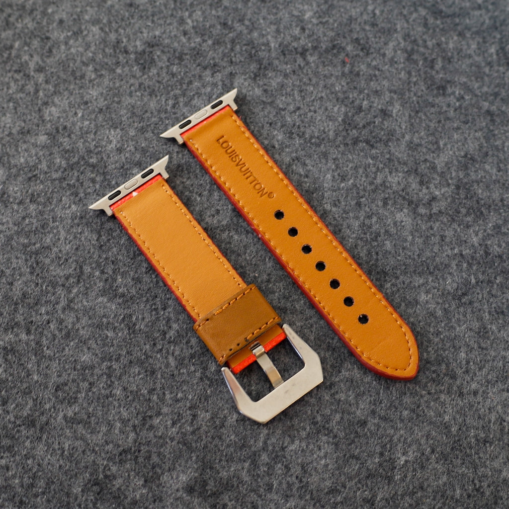 Designer LV Apple Watch Band Series Red Monogram