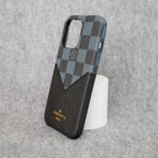 Black checkered iPhone case showing the patterned back cover and camera opening