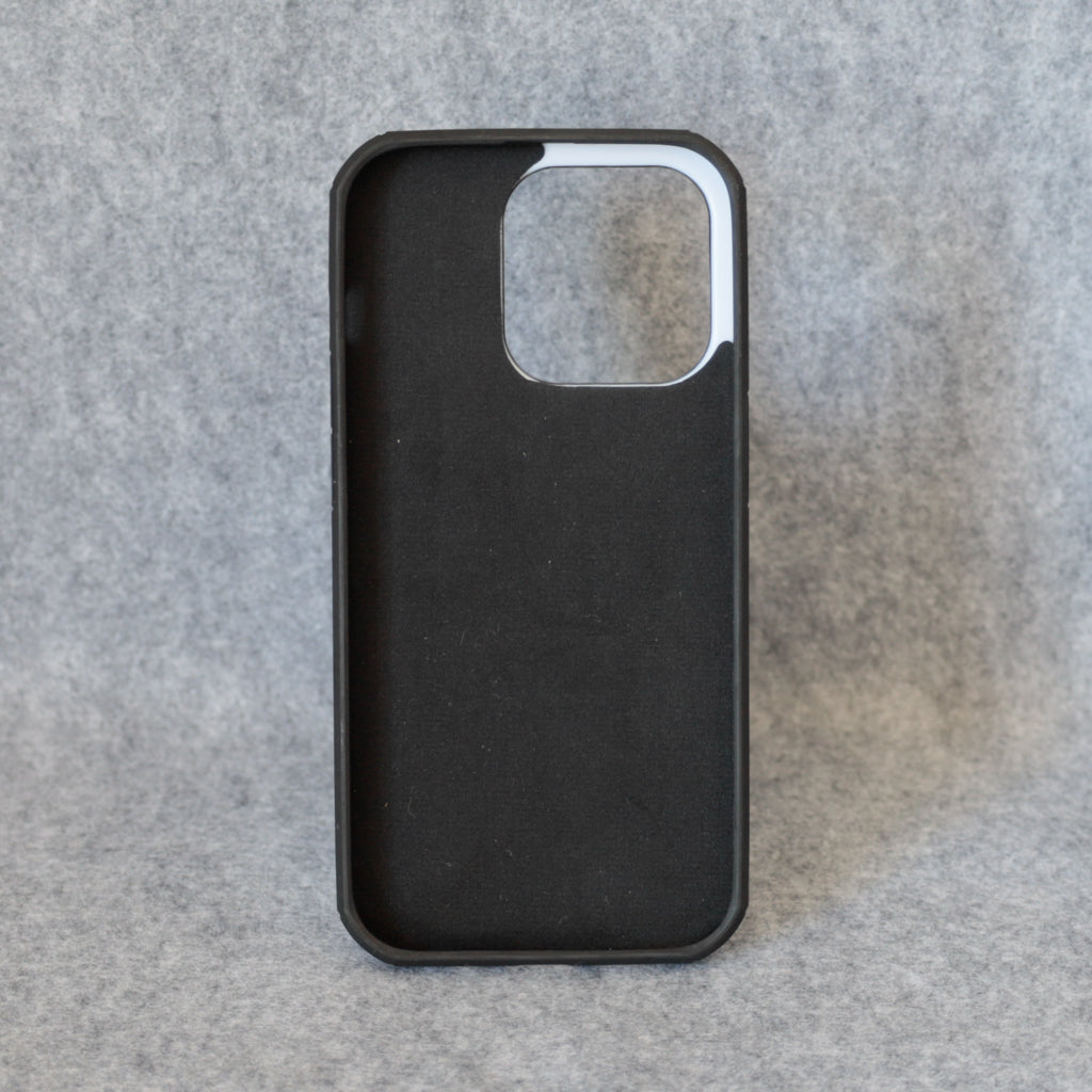 Rabbit print iPhone case showing the full decorative rear cover and slim protective fit