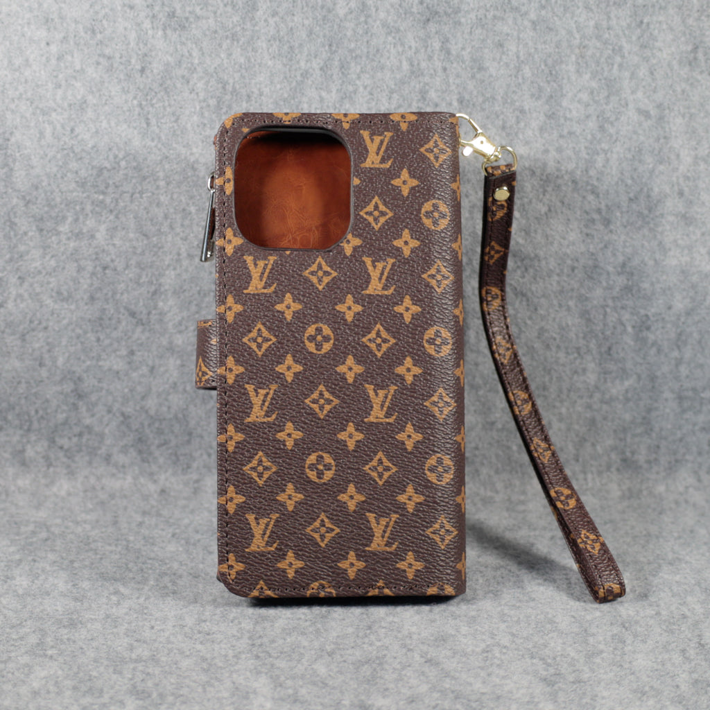 Fashion LV Wallet iPhone Case Zip Kickstand Function