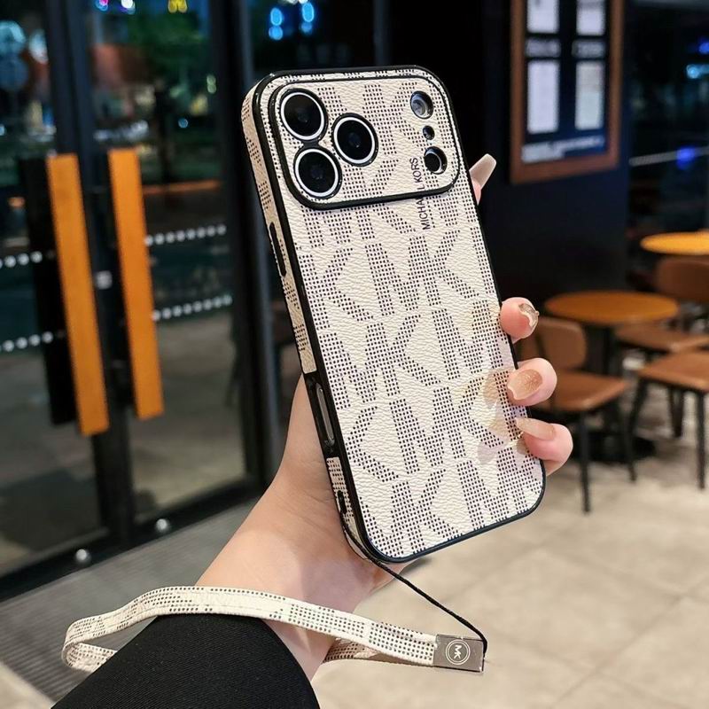 MK iPhone hand strap case showing the camera opening and protective back design