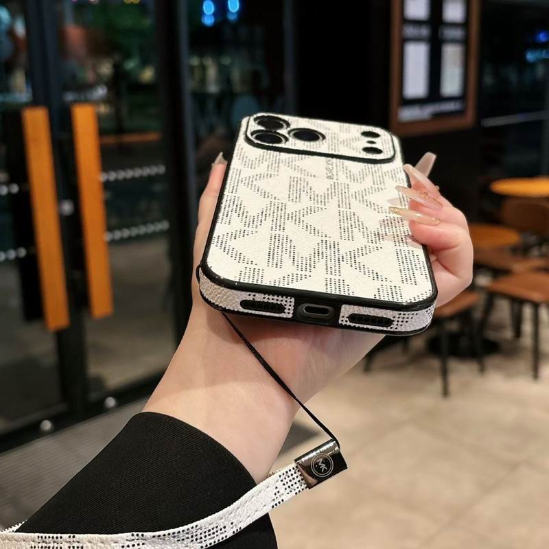 Close-up product view of the MK hand strap iPhone case and slim protective fit