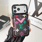 Detailed back view of the magnetic card holder iPhone case and protective camera area