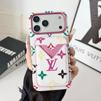Magnet card holder iPhone case showing the leather back, wallet attachment and edge fit