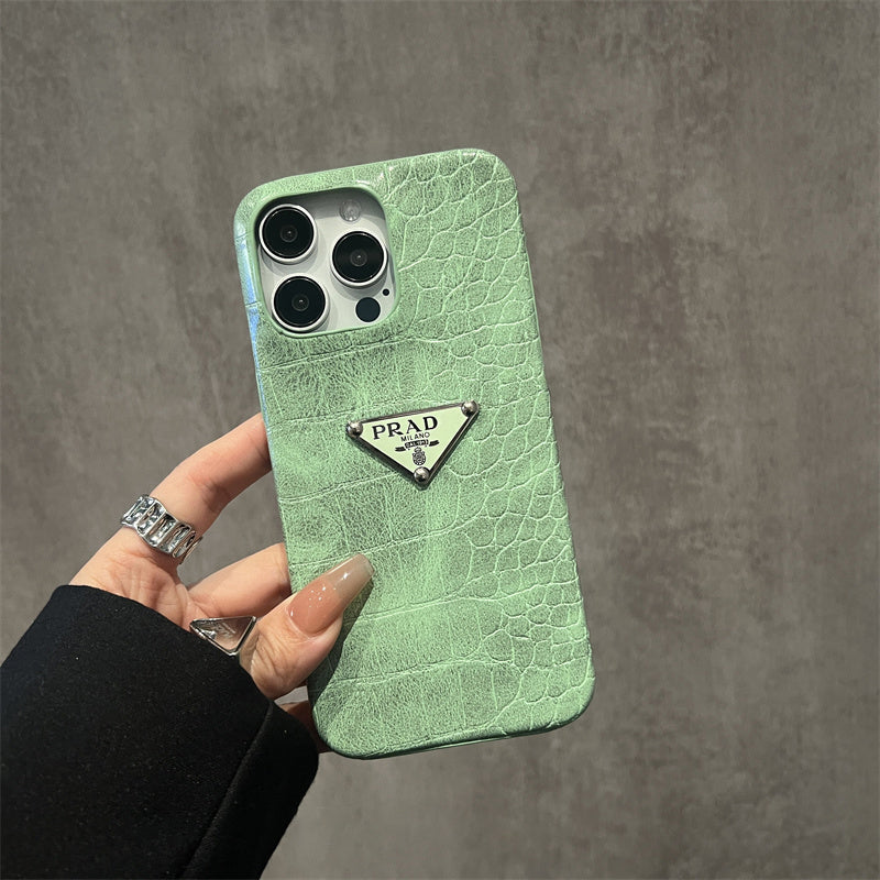 Luxury green croco embossed leather case