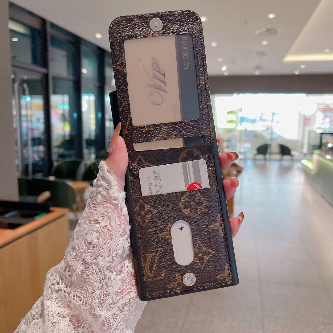 Samsung Louis Vuitton Phone Case Wallet for S22 23 24 25 26 Plus Ultra Folding Cart Slot