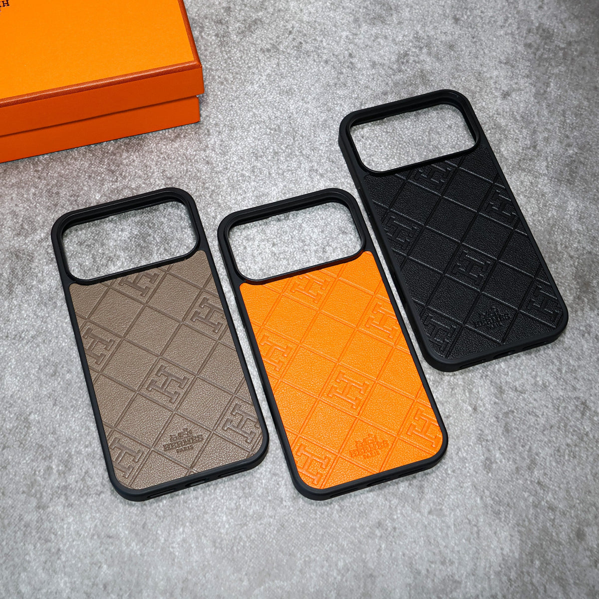 Stamped Leather H iPhone Case for iPhone 17 Series