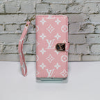 Zippered LV wallet iPhone case showing the camera opening, zip closure and protective edges