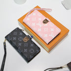 Zippered LV wallet iPhone case showing the zip closure and folding leather cover