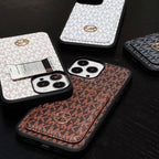 MK iPhone card slot case showing the hand-finished back cover and integrated card holder