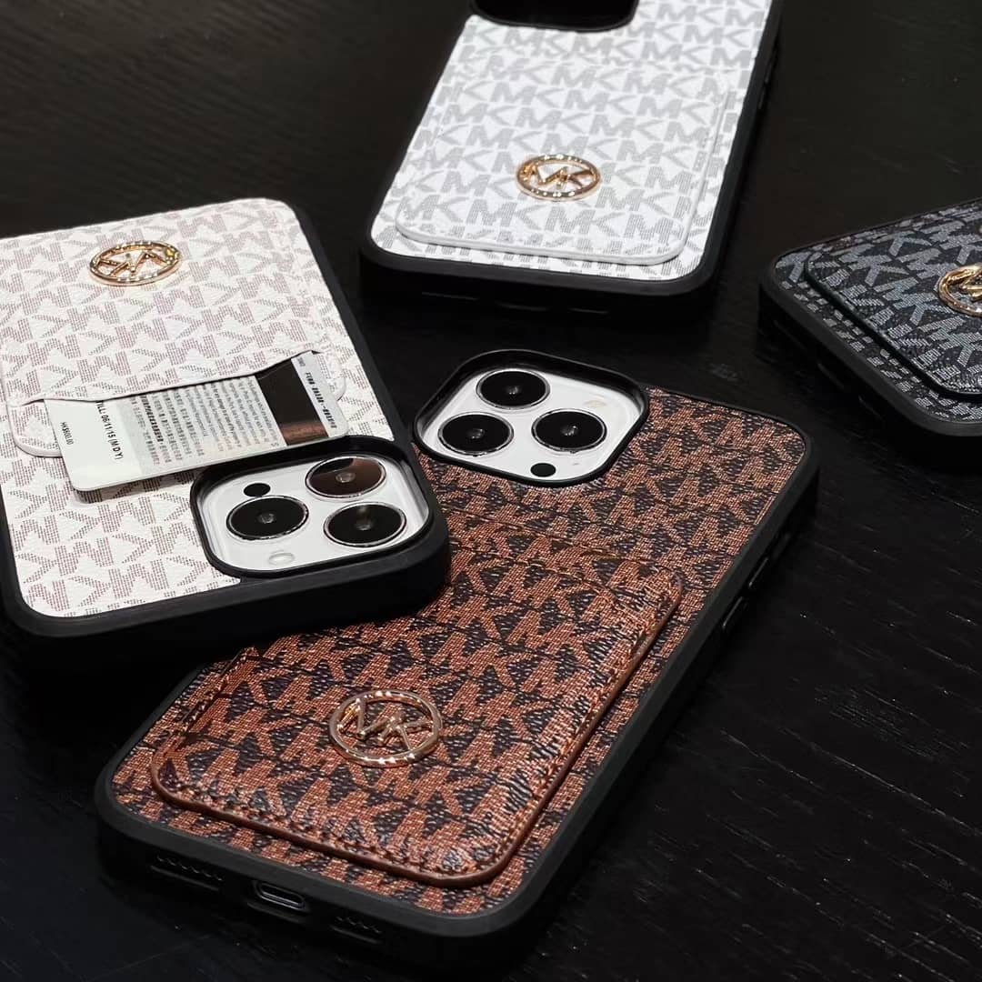 MK iPhone card slot case showing the hand-finished back cover and integrated card holder