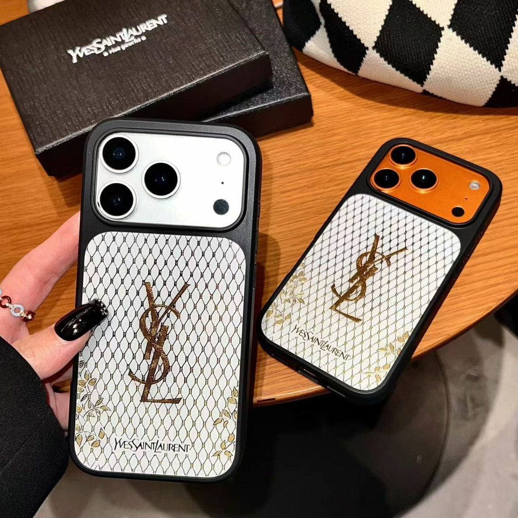 YSL Phone Case Gilded Style for iPhone 14-17 / Pro / Pro Max