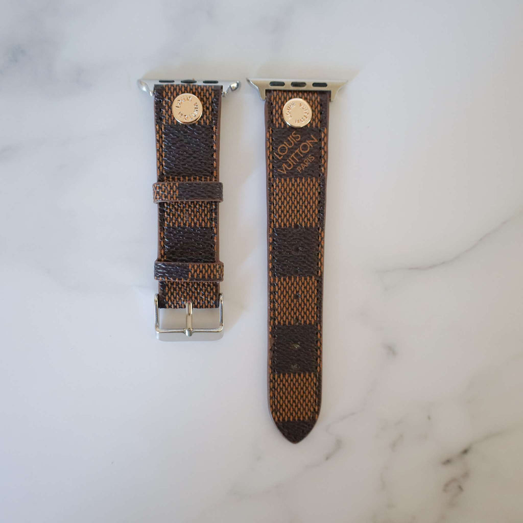 LV Apple Watch Band Brown Checkered
