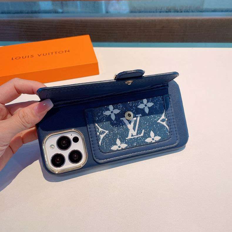 Blue soft texture crossbody iPhone case showing the complete carrying design and textured back