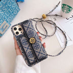 Crossbody Blue Textured Leather Case Cover