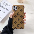 Classic leather iPhone case with a detailed view of the back cover and protective edges