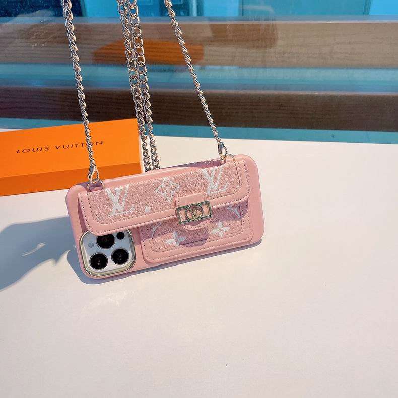 Pink soft canvas crossbody iPhone case showing the textured back and finished corners