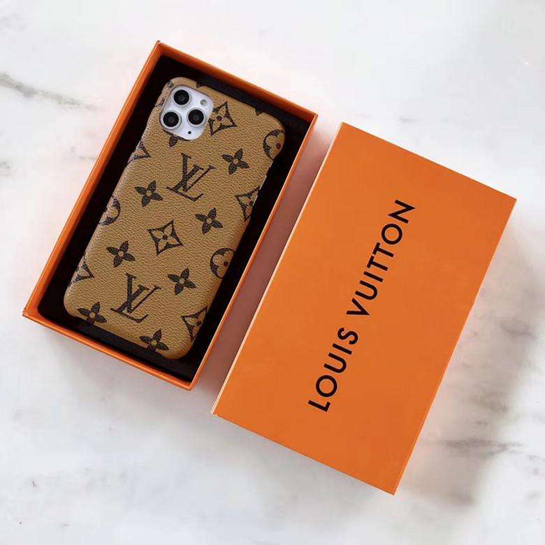 Classic leather iPhone back cover case showing the monogram finish and full rear design