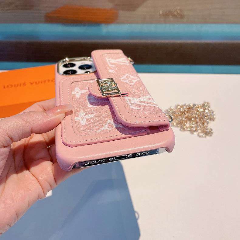Pink soft canvas crossbody iPhone case showing the complete protective cover and shoulder strap