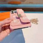 Pink soft canvas crossbody iPhone case showing the complete protective cover and shoulder strap