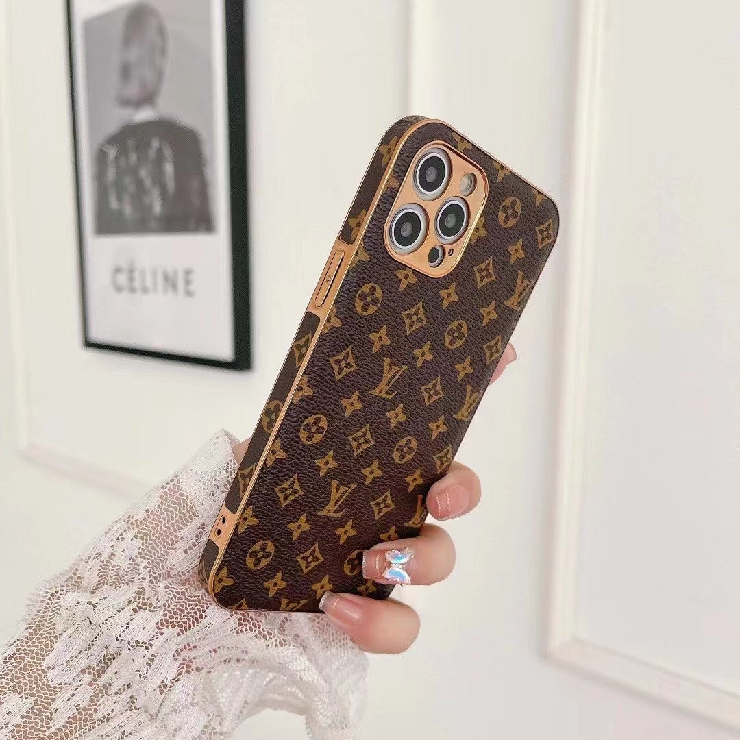 LV Monogram iPhone Case Brown Pattern 11 12 13 14 15 16 Series