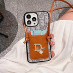 DR Crossbody Rhinestones Initials Case for iPhone 11 12 13 Pro Max