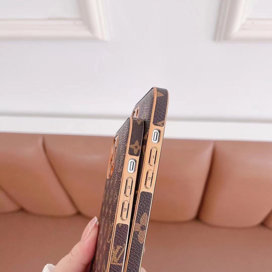 LV Monogram iPhone Case Brown Pattern 11 12 13 14 15 16 Series