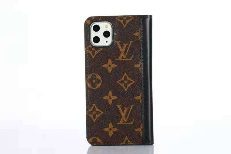 iPhone Wallet Case Brown Mono Leather Black Edge 11 12 13 14 15 16 Pro Max Plus